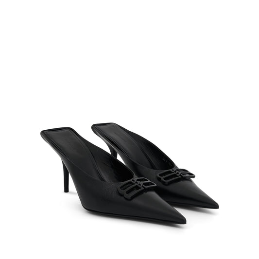 Square Knife BB Mules in Black