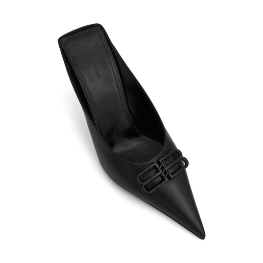 Square Knife BB Mules in Black