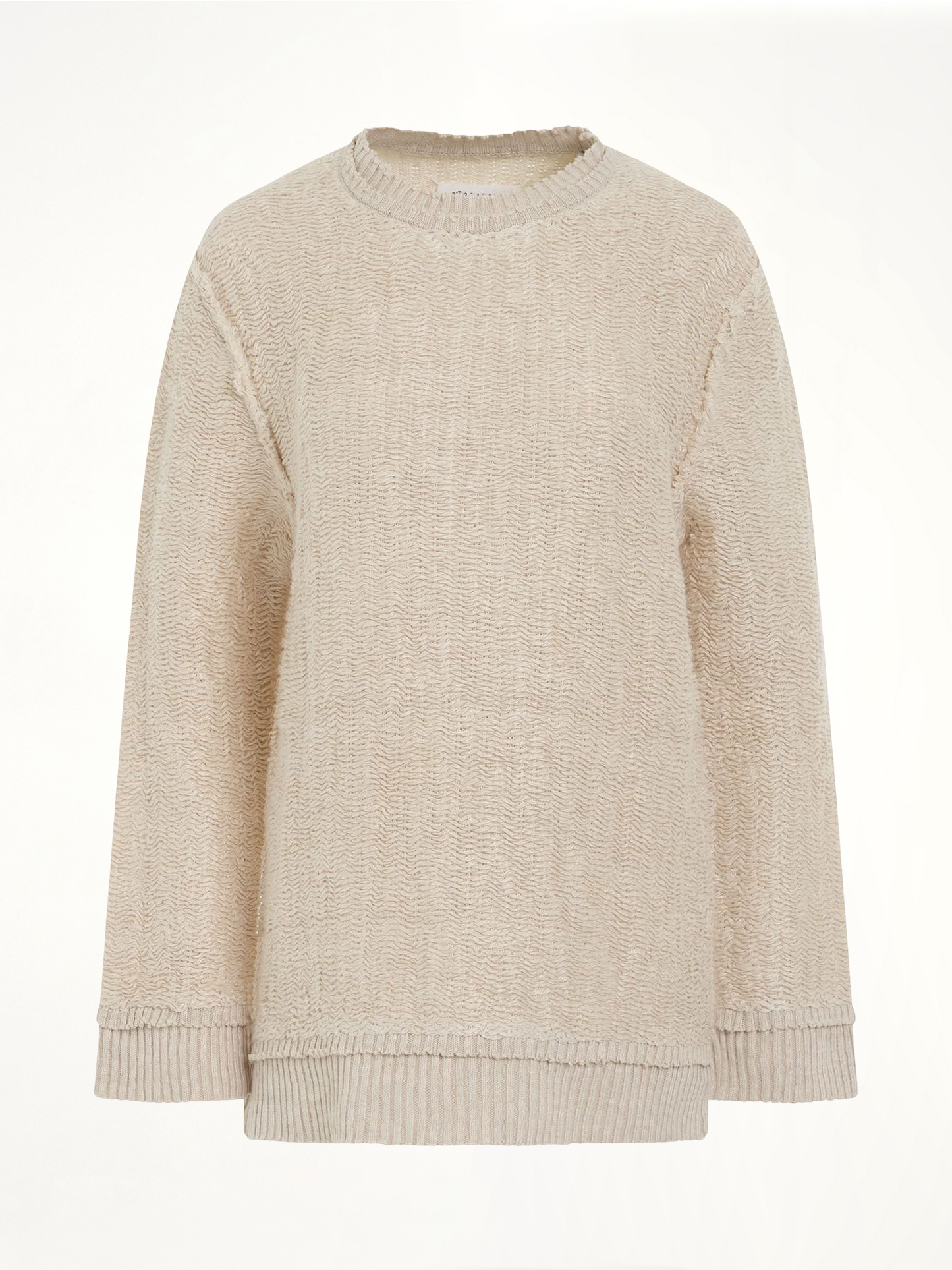 Raw Woven Oversize Knit Sweater in Beige