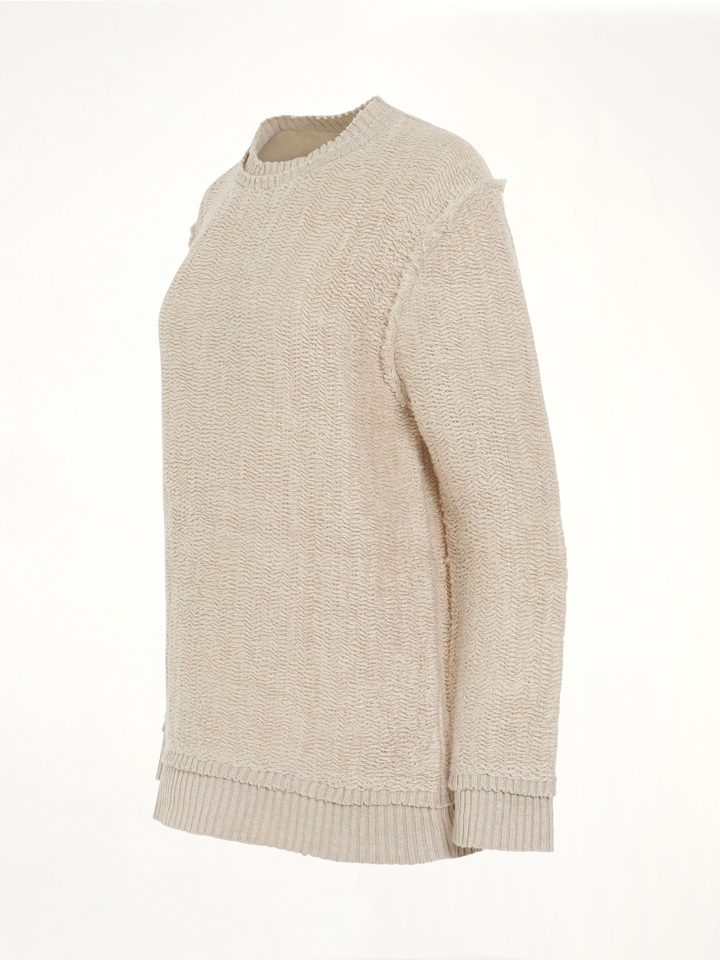 Raw Woven Oversize Knit Sweater in Beige