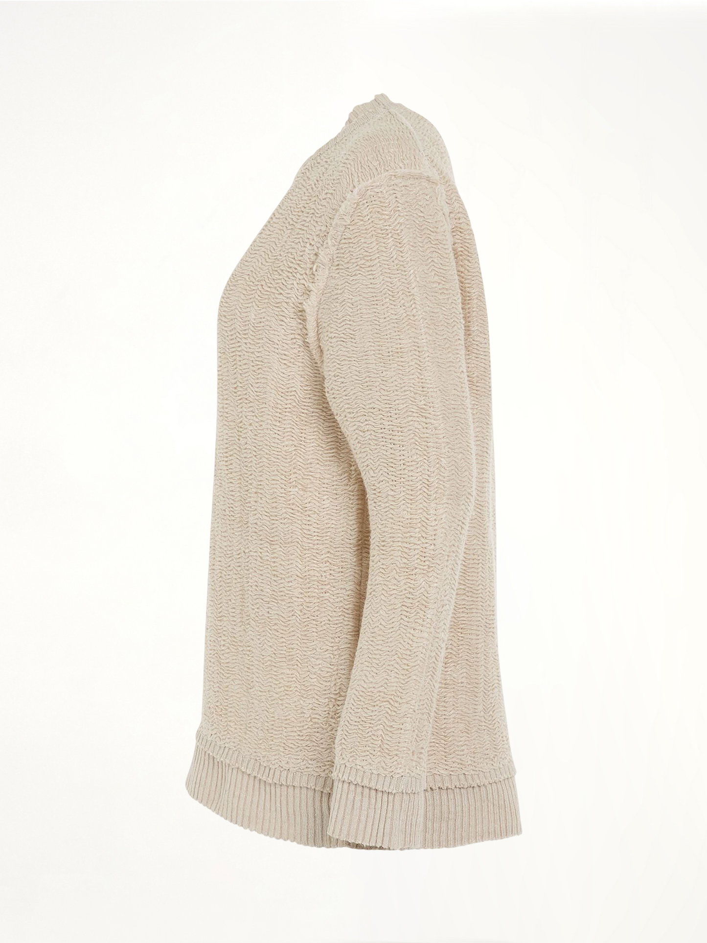 Raw Woven Oversize Knit Sweater in Beige