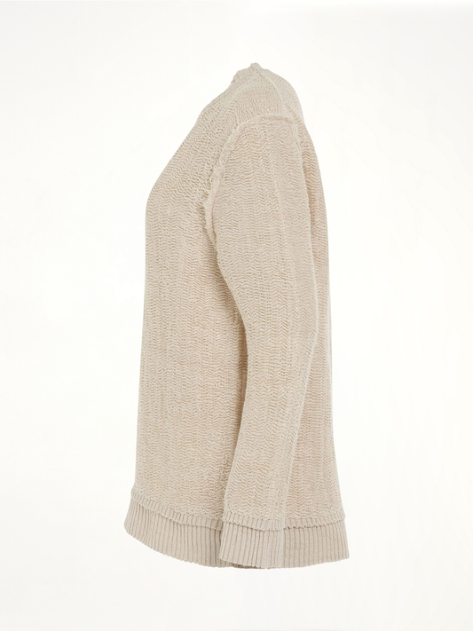 Raw Woven Oversize Knit Sweater in Beige
