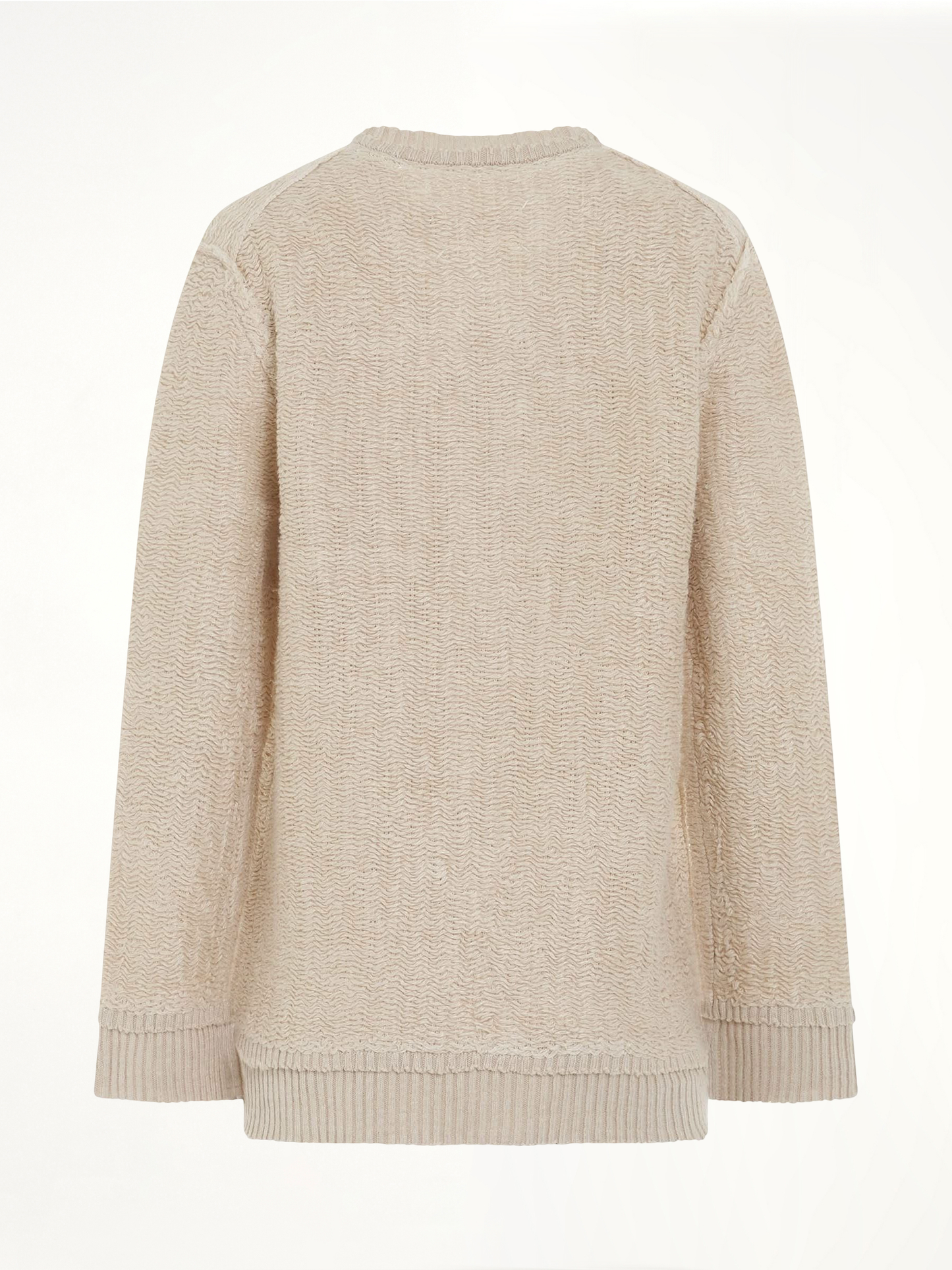 Raw Woven Oversize Knit Sweater in Beige