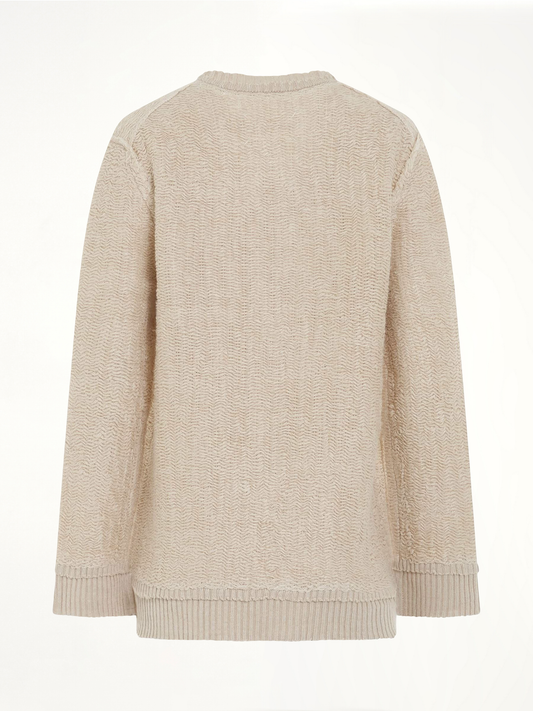 Raw Woven Oversize Knit Sweater in Beige