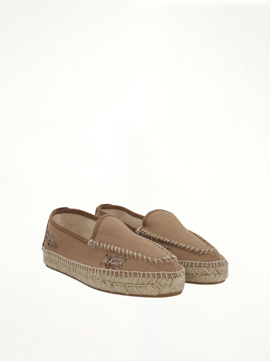Embroidered Espadrilles in Chamois