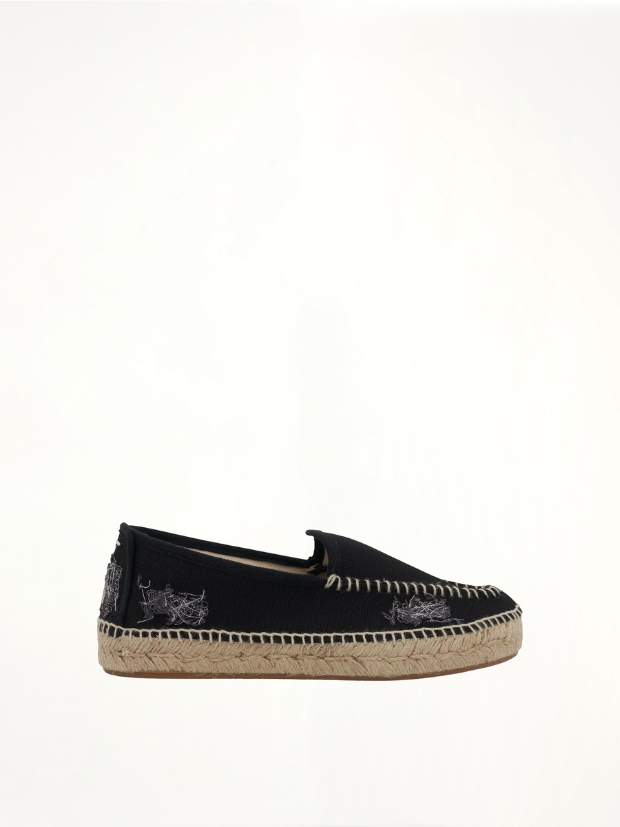 Embroidered Espadrilles in Black Side View | MAISON MARGIELA