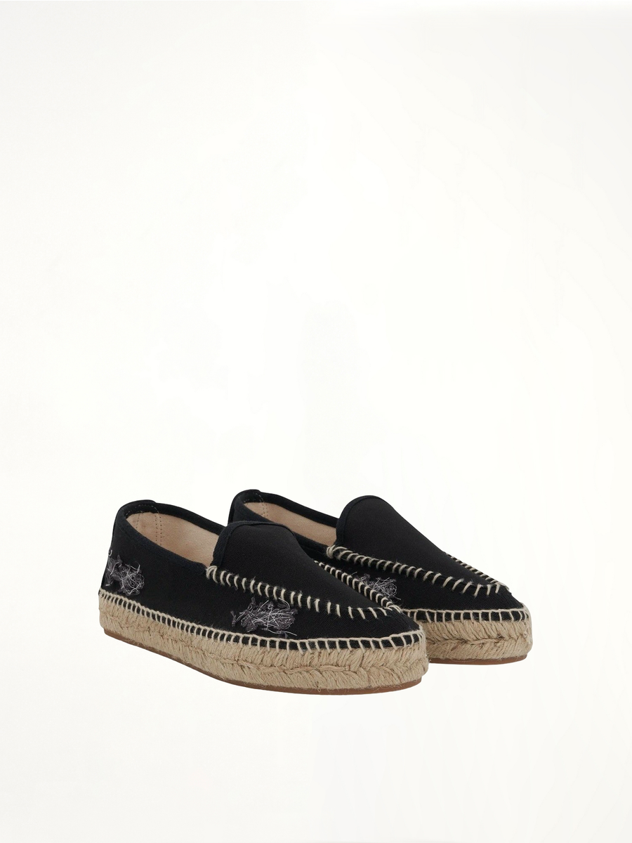 Embroidered Espadrilles in Black Front View | MAISON MARGIELA
