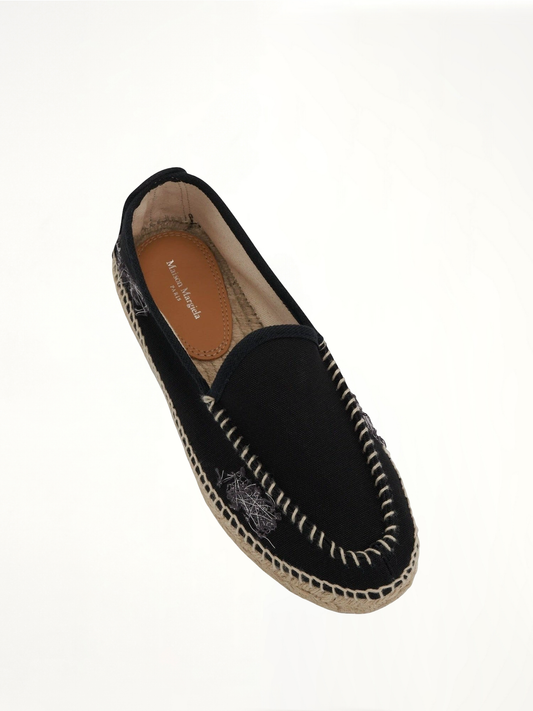 Embroidered Espadrilles in Black