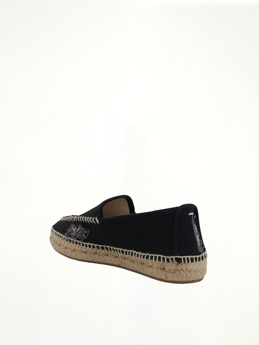 Embroidered Espadrilles in Black