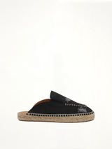 Embroidered Espadrille Mules in Black Side View | MAISON MARGIELA