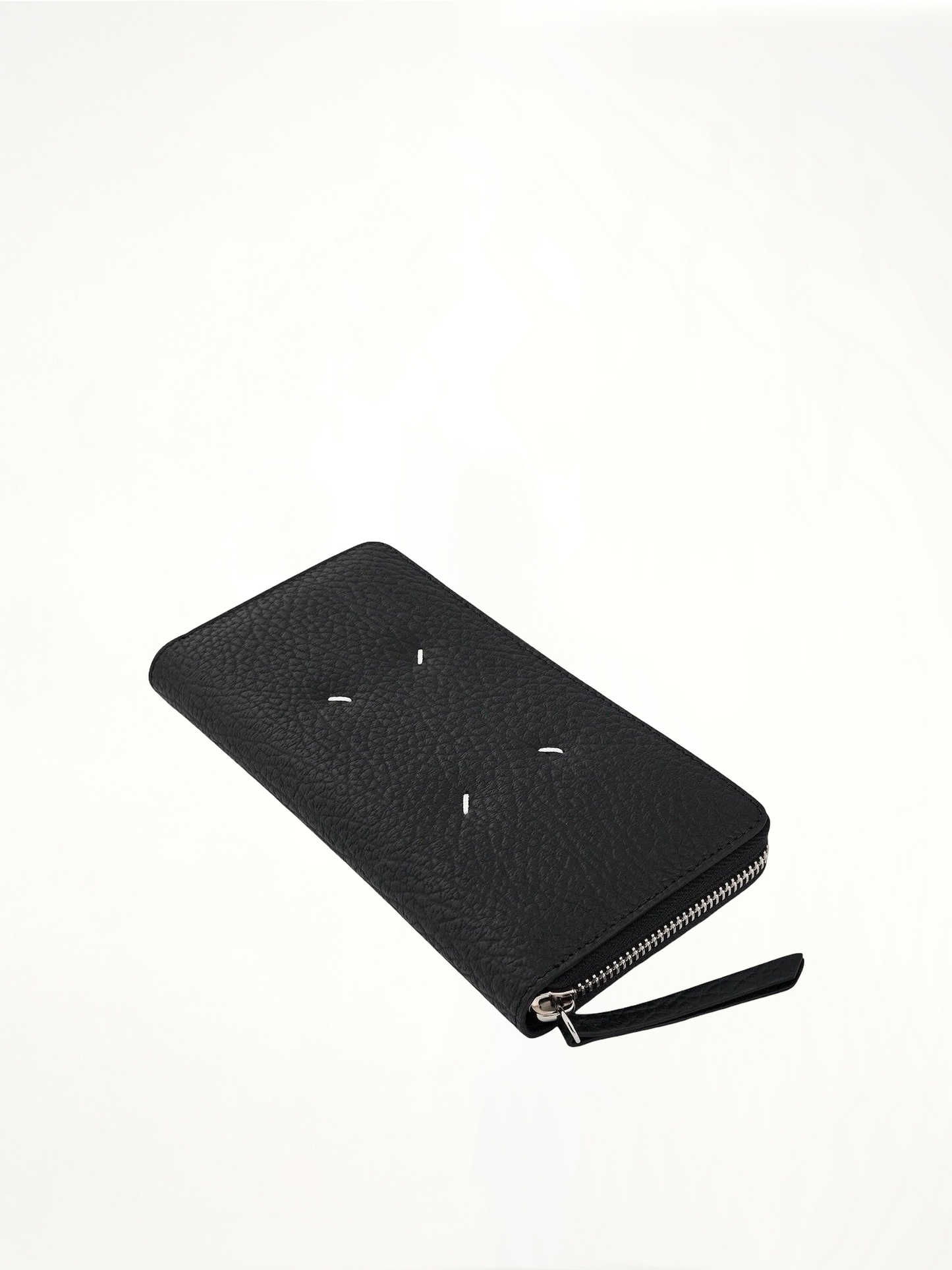 Four Stitches Zip Around Wallet in Black