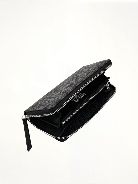 Four Stitches Zip Around Wallet in Black