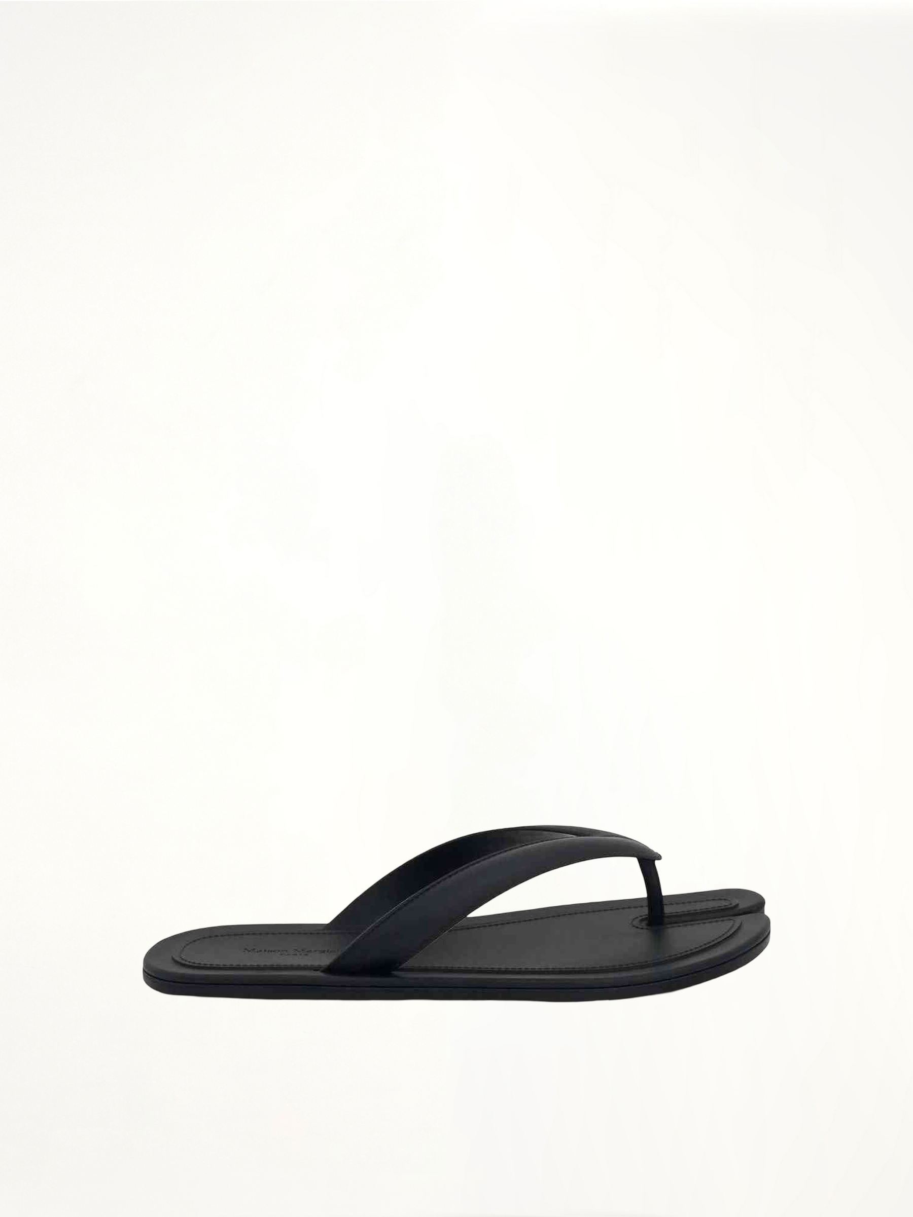 Tabi Slip On Slides in Black Raven Side View | MAISON MARGIELA