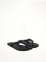 Tabi Slip On Slides in Black Raven Front View | MAISON MARGIELA