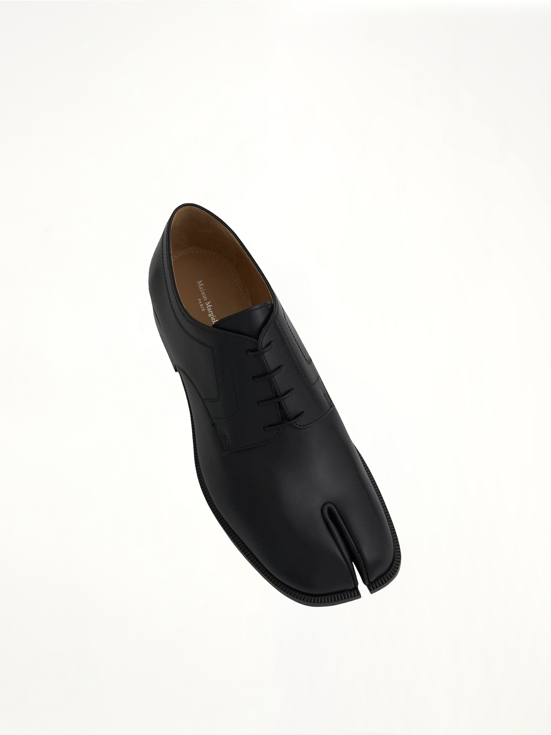Tabi Lace-Ups Derbies Shoes in Black Top View | MAISON MARGIELA