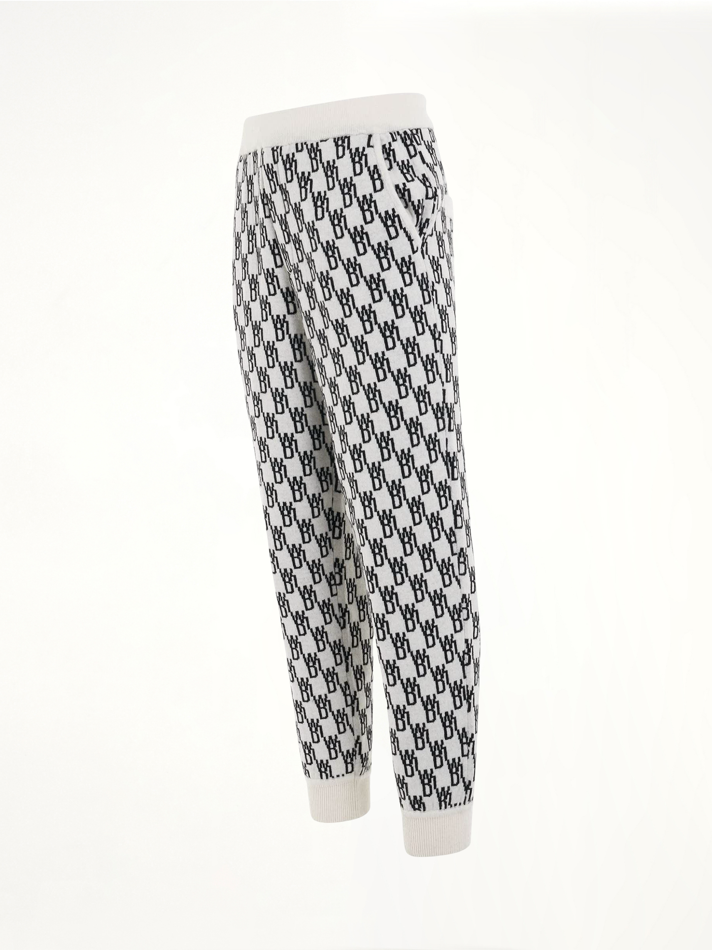 Logo Knit Jacquard Trouser in Ivory
