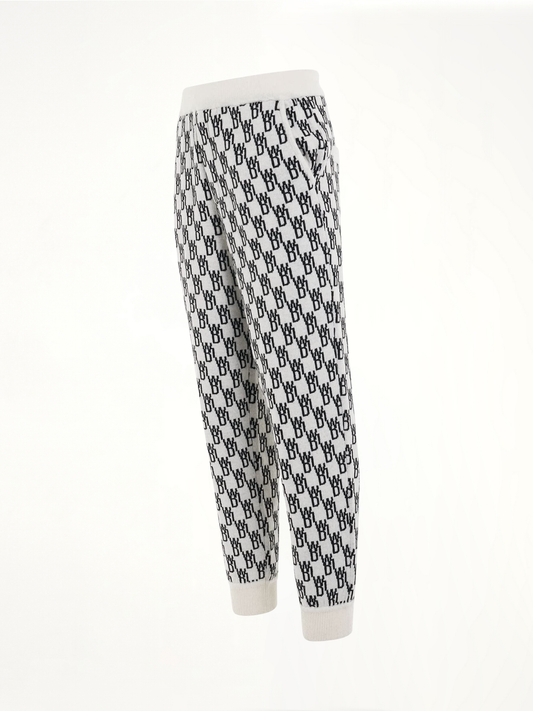 Logo Knit Jacquard Trouser in Ivory