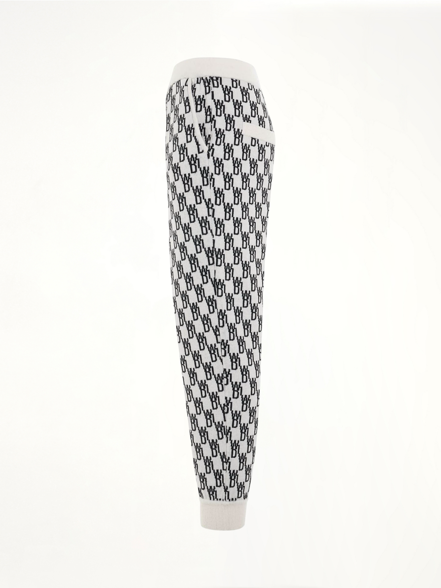 Logo Knit Jacquard Trouser in Ivory