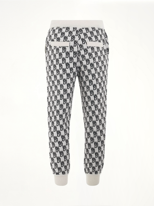 Logo Knit Jacquard Trouser in Ivory