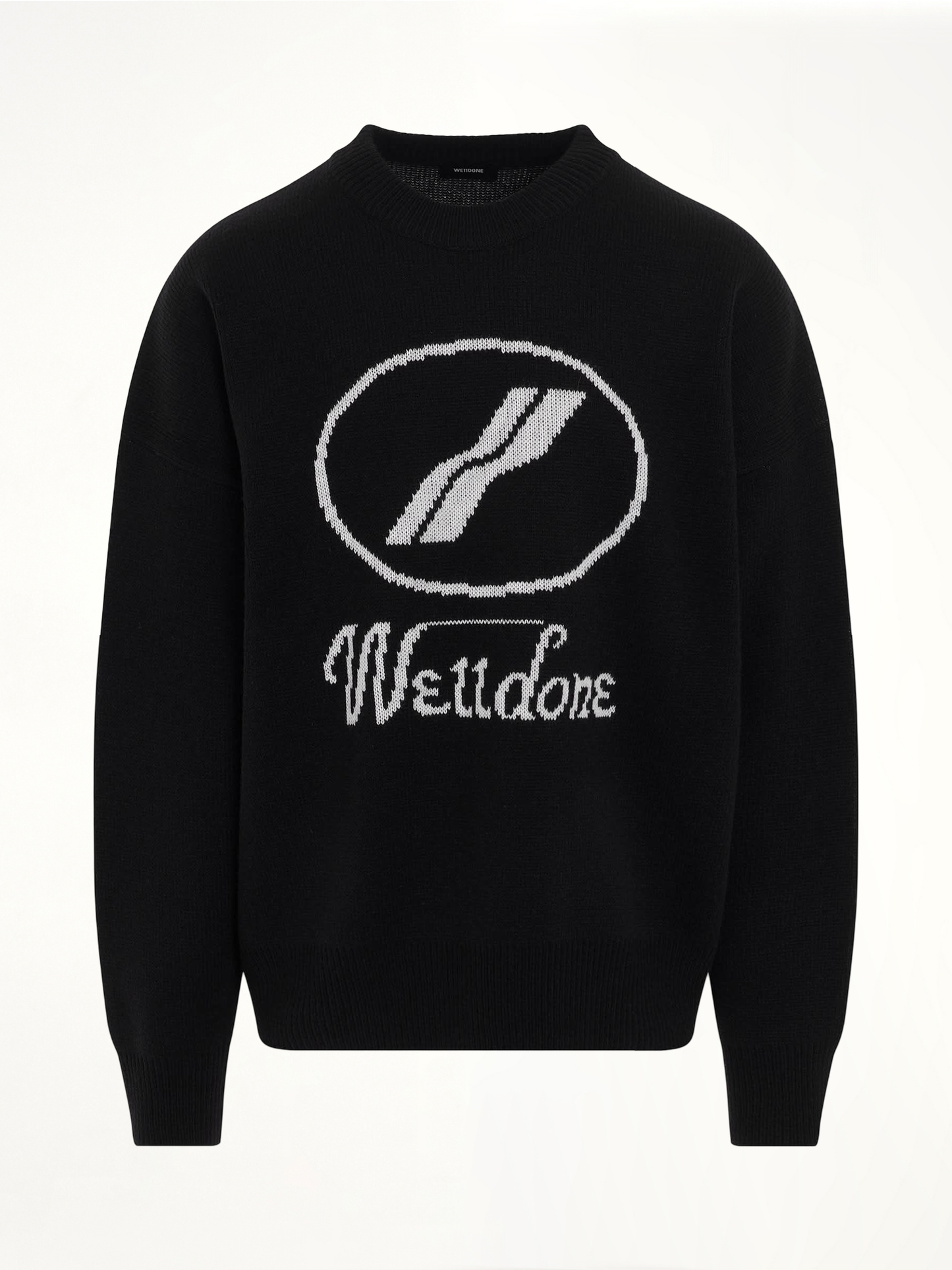 Logo Jacquard Intarsia Sweater in Black
