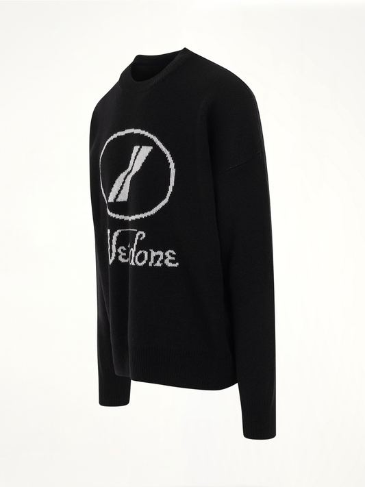 Logo Jacquard Intarsia Sweater in Black