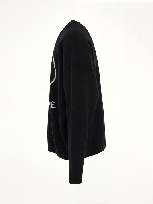 Logo Jacquard Intarsia Sweater in Black