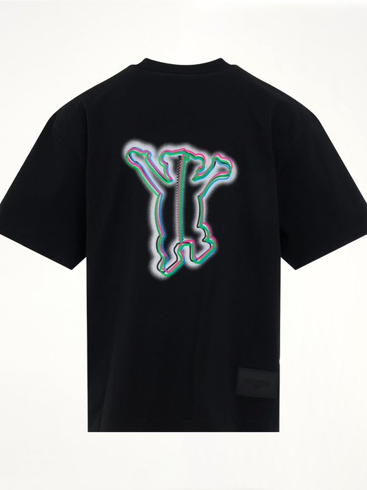 Colourful Teddy Print T-Shirt in Black