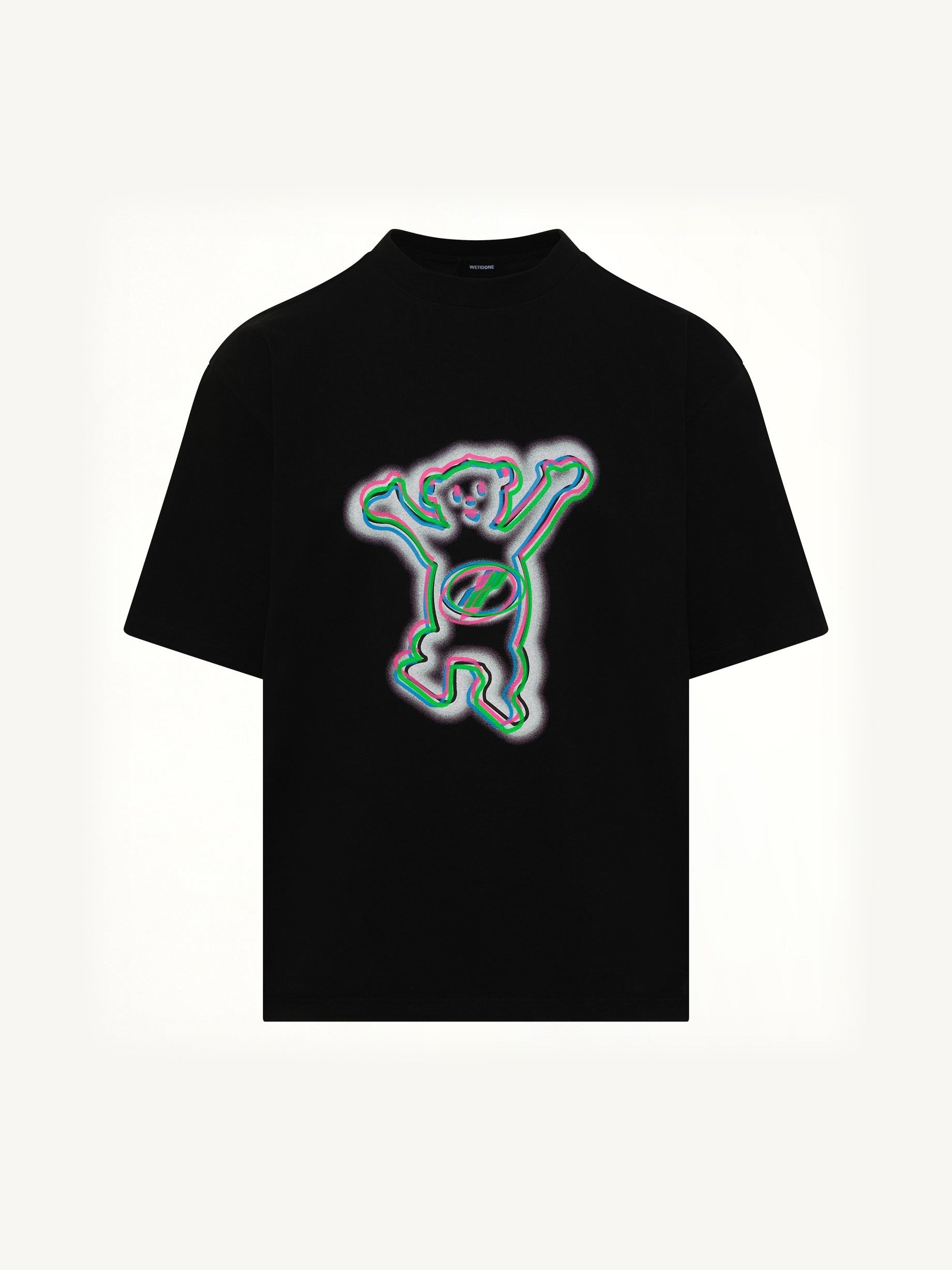 Colourful Teddy Print T-Shirt in Black