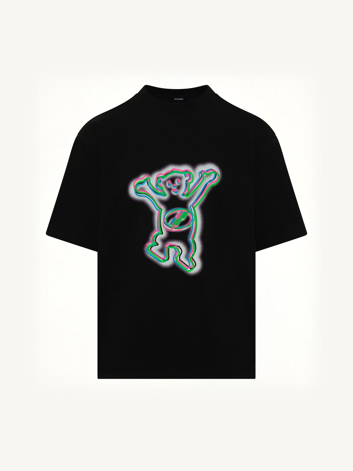 Colourful Teddy Print T-Shirt in Black