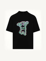 Colourful Teddy Print T-Shirt in Black