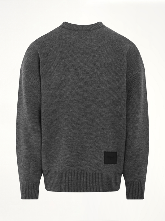 Logo Pile Knit Sweater in Grey