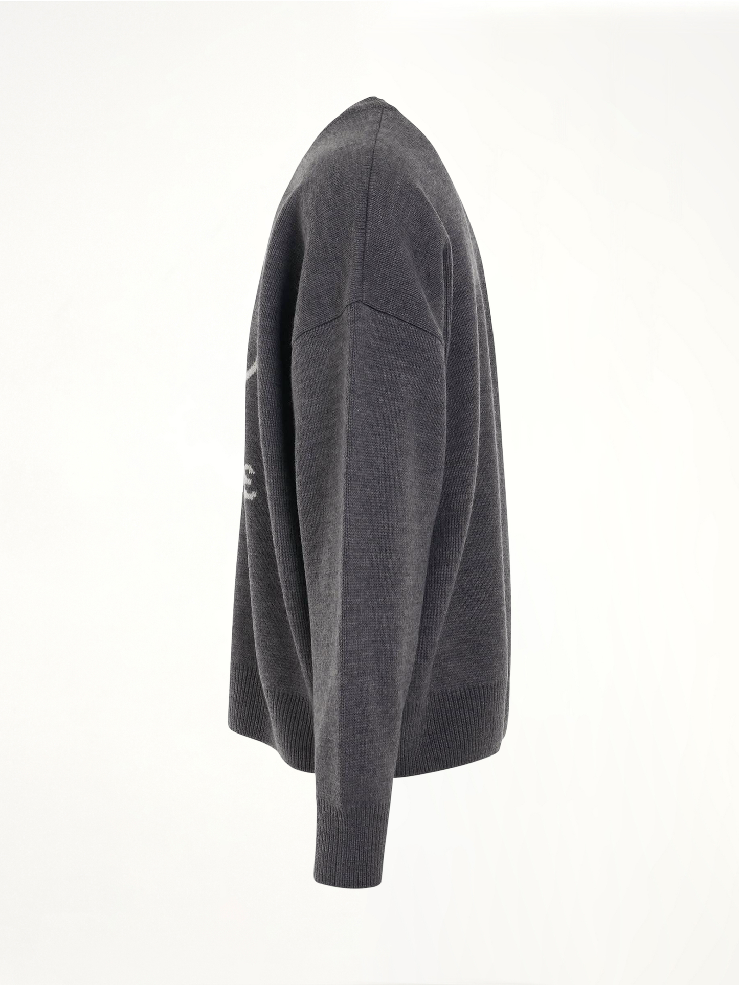 Logo Jacquard Intarsia Sweater in Grey