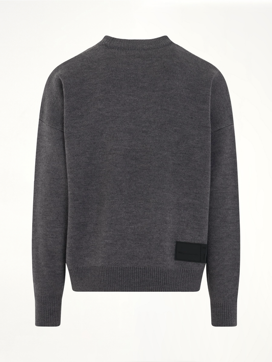 Logo Jacquard Intarsia Sweater in Grey