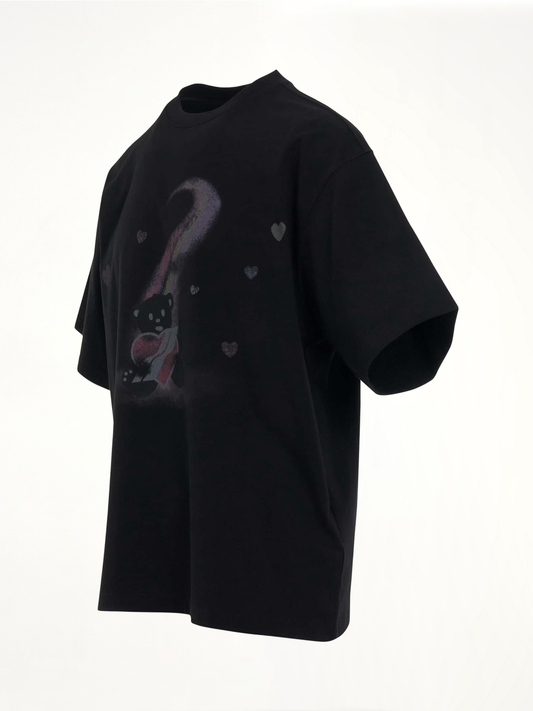 Teddy Bear Print T-Shirt in Black