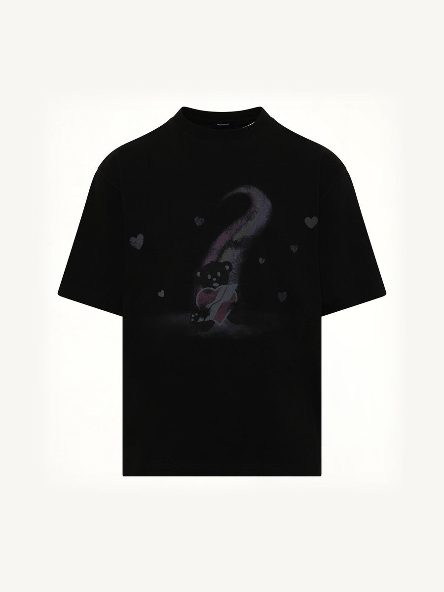 Teddy Bear Print T-Shirt in Black