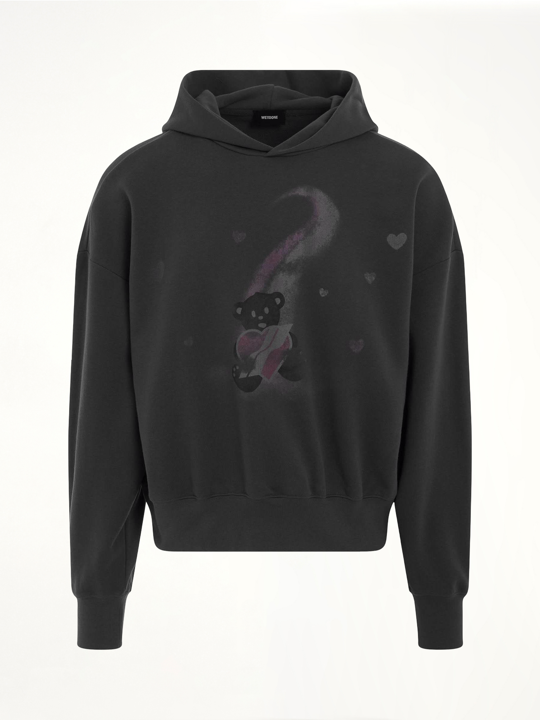 Teddy Bear Print Hoodie in Charcoal