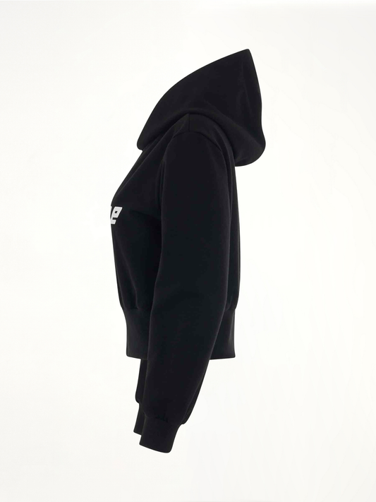 Lettering Symbol Crop Hoodie in Black