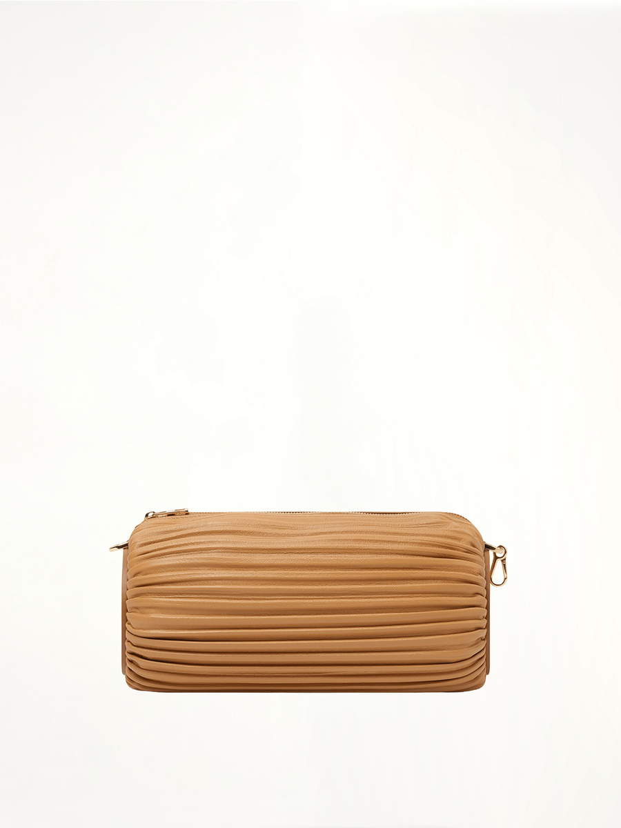 Bracelet Pouch in Pleated Nappa in Warm Desert
