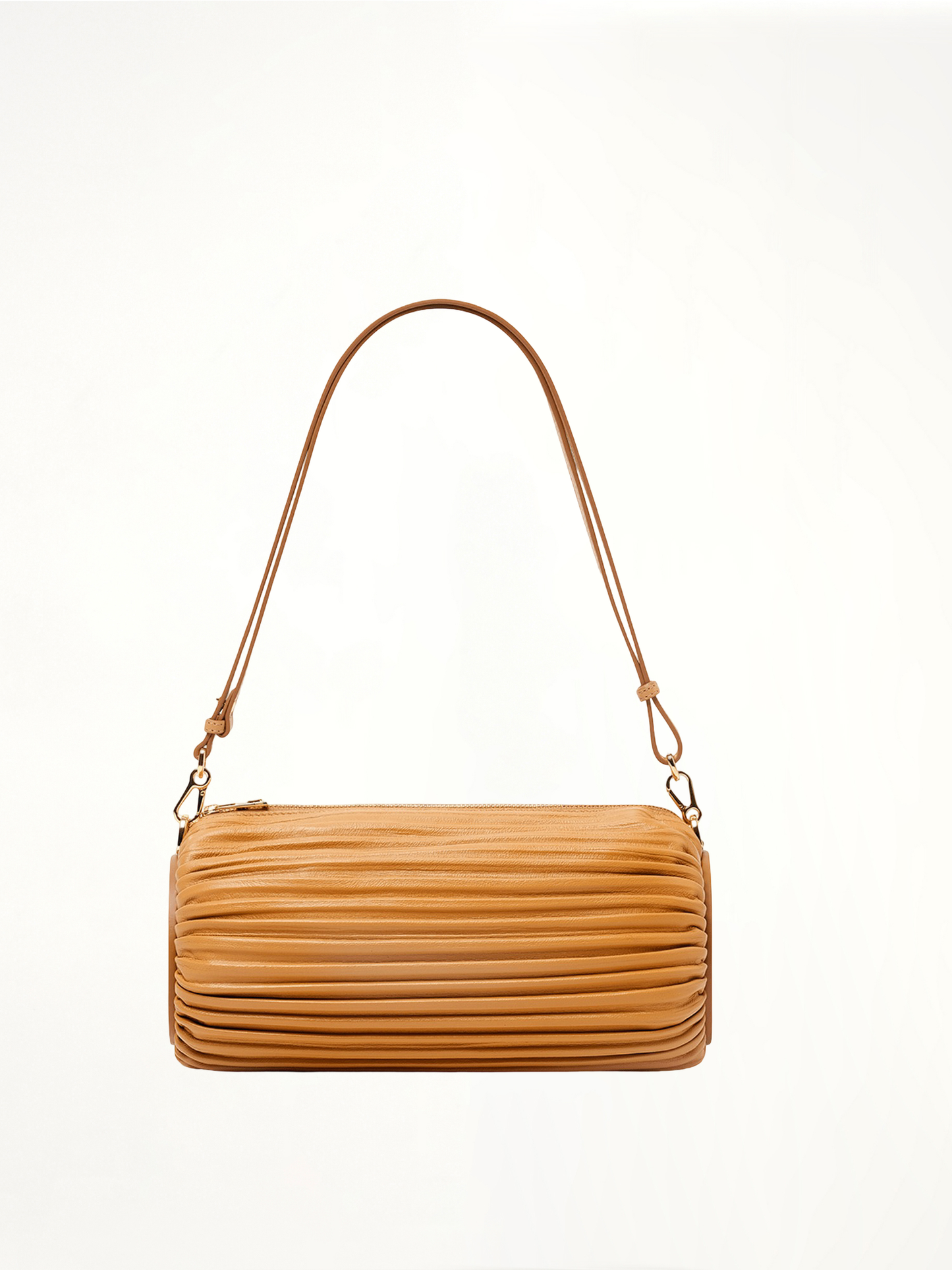 Bracelet Pouch in Pleated Nappa in Warm Desert