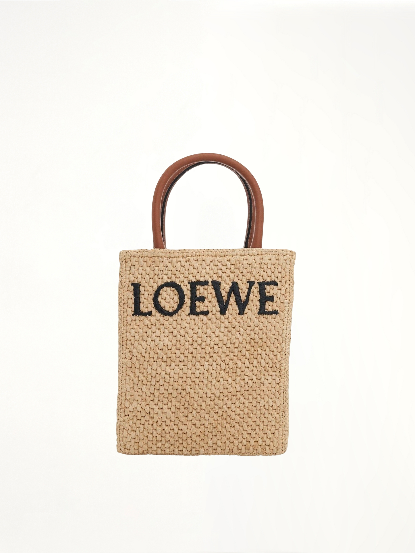 Standard A5 Tote Bag in Raffia in Natural/Black