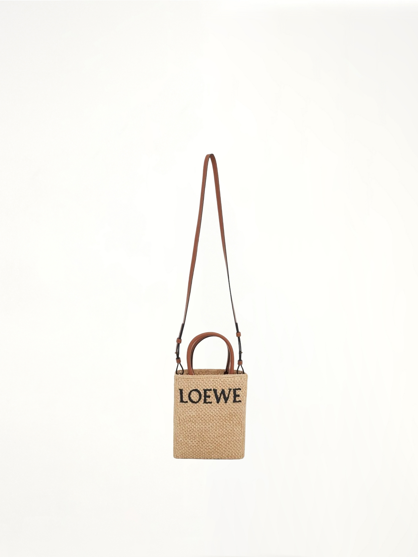 Standard A5 Tote Bag in Raffia in Natural/Black