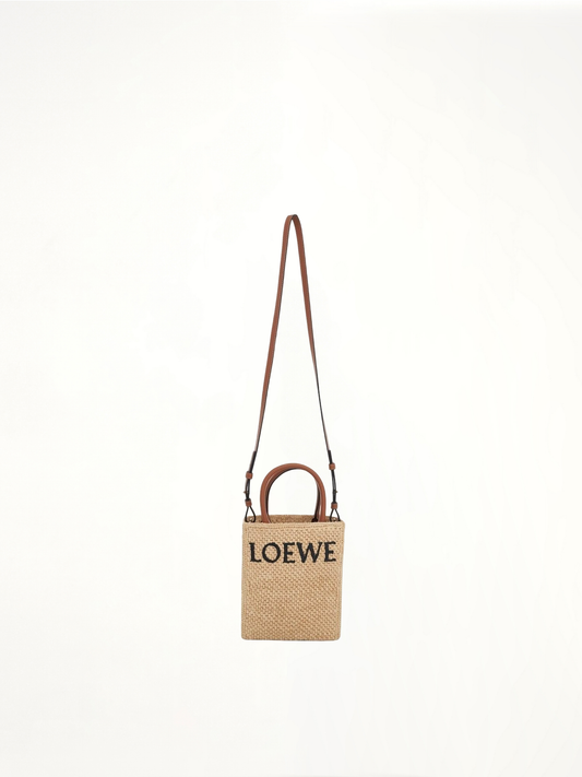 Standard A5 Tote Bag in Raffia in Natural/Black