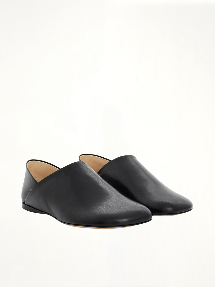 Toy Slipper in Goatskin in Black Front View | LOEWE