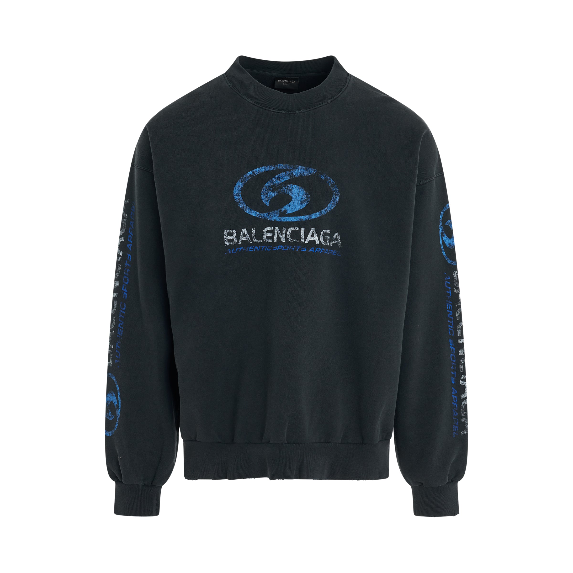 Surfer Cracked Logo Sweatshirt in Faded Black/Blue