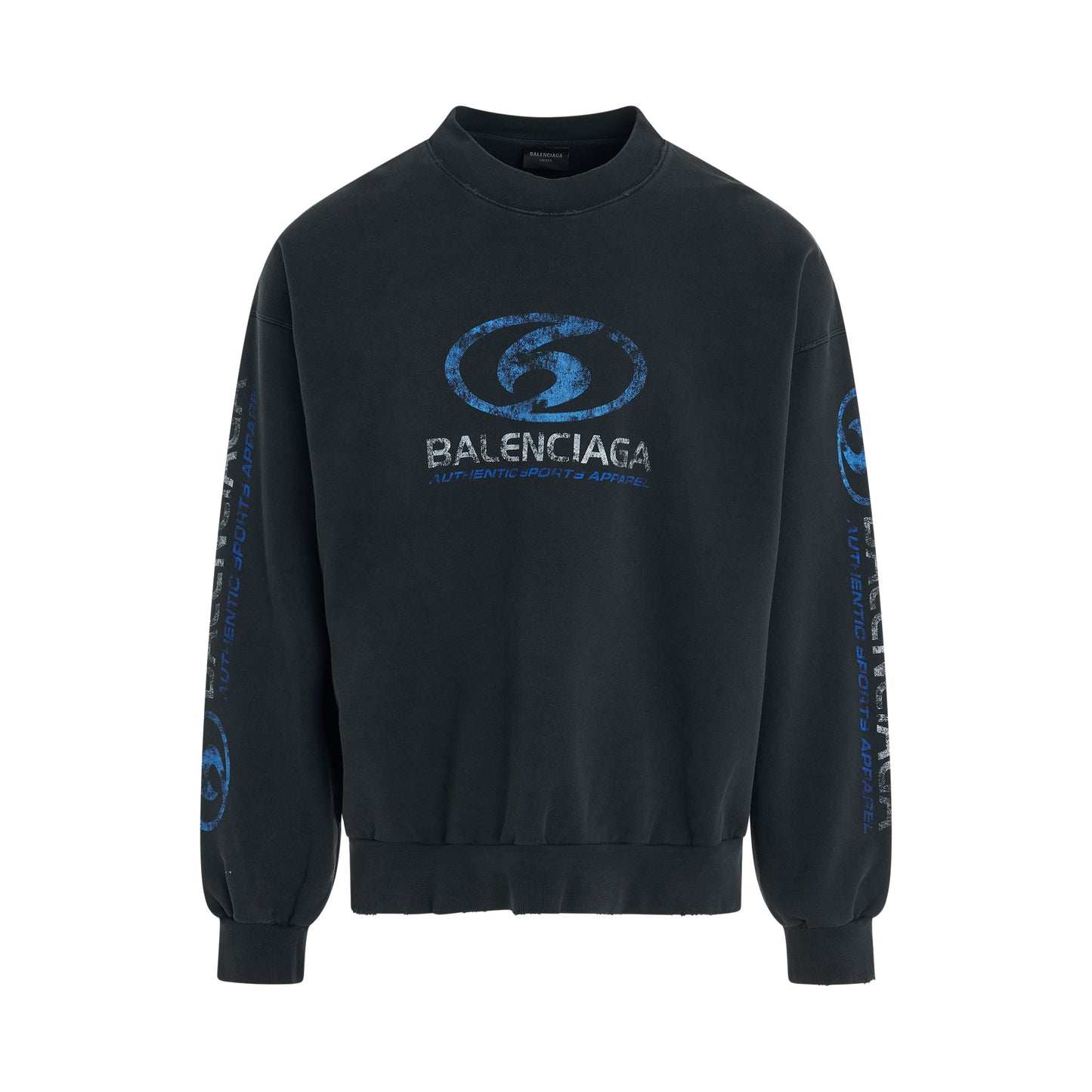 Surfer Cracked Logo Sweatshirt in Faded Black/Blue