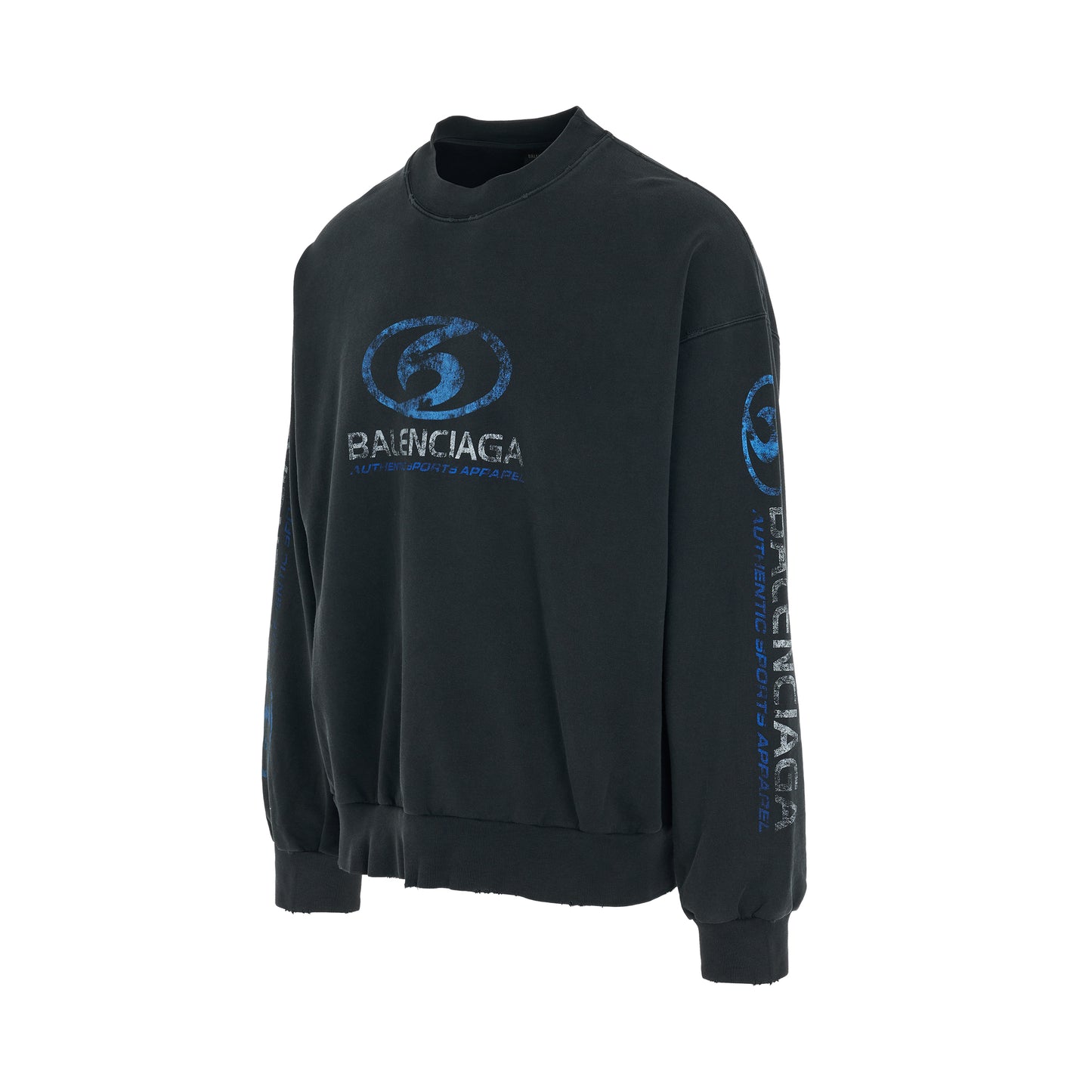 Surfer Cracked Logo Sweatshirt in Faded Black/Blue