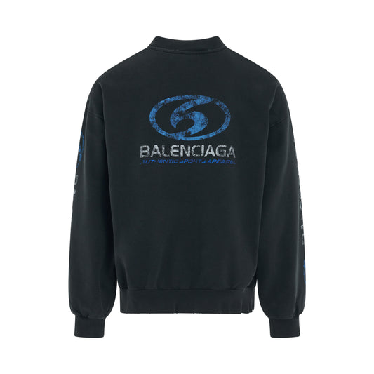 Surfer Cracked Logo Sweatshirt in Faded Black/Blue