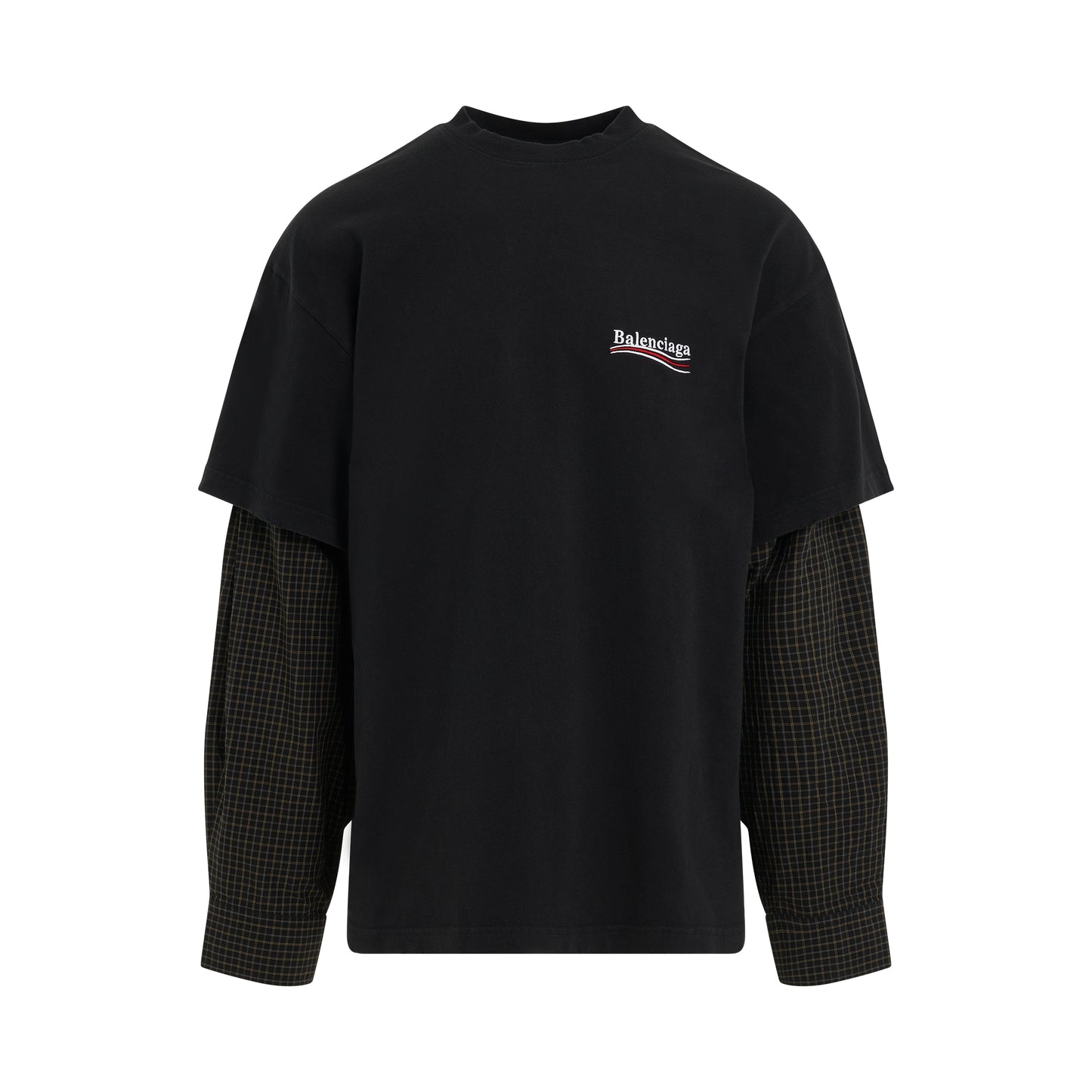 Political Campaign Layered T-Shirt in Washed Black/White/Red