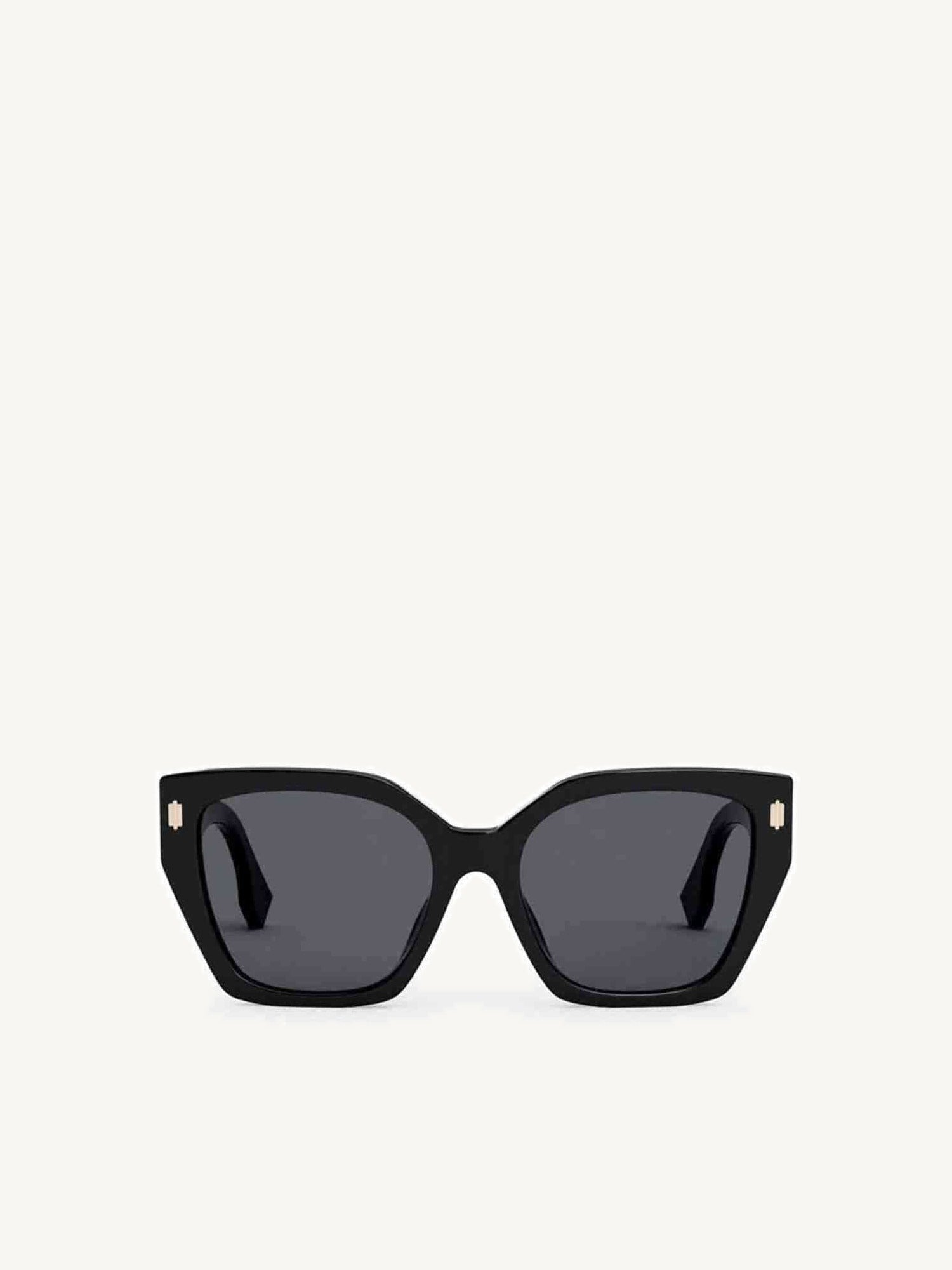 FE40070F Thick Square Sunglasses with Smoke Lens in Shiny Black