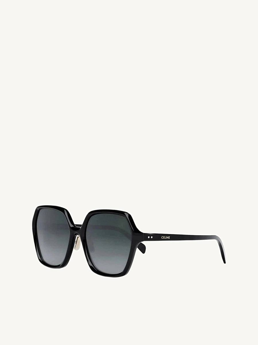 Celine CL40230F 5801B Large Square Sunglasses with Gradient Smoke Lens in Black